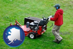 alaska map icon and a lawn mowing service