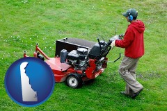 delaware map icon and a lawn mowing service