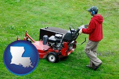 louisiana map icon and a lawn mowing service