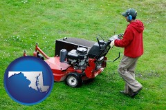 maryland map icon and a lawn mowing service