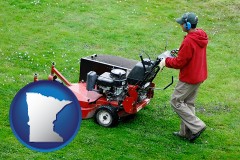 minnesota map icon and a lawn mowing service