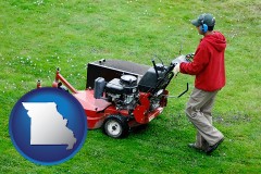 missouri map icon and a lawn mowing service