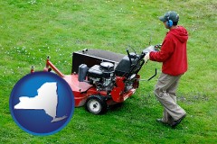 new-york map icon and a lawn mowing service