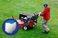 ohio map icon and a lawn mowing service