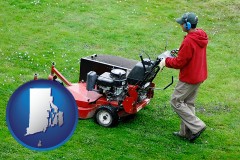 rhode-island map icon and a lawn mowing service