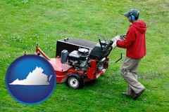 virginia map icon and a lawn mowing service