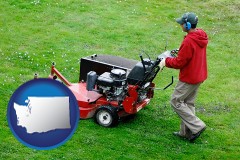 washington map icon and a lawn mowing service