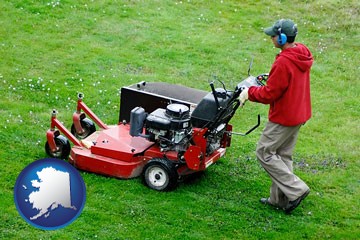 a lawn mowing service - with Alaska icon