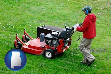 a lawn mowing service - with Alabama icon
