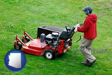a lawn mowing service - with Arizona icon