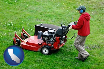 a lawn mowing service - with California icon