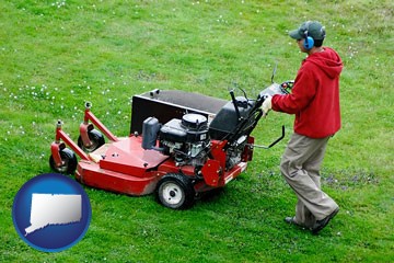 a lawn mowing service - with Connecticut icon