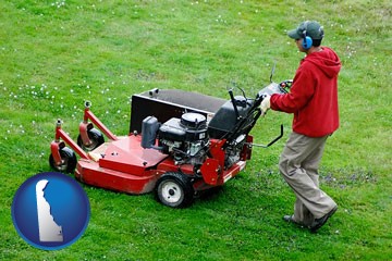 a lawn mowing service - with Delaware icon