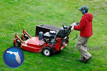 a lawn mowing service - with Florida icon