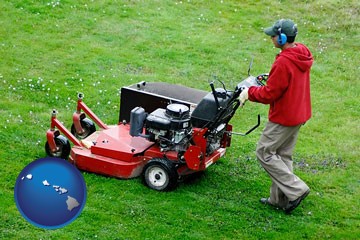 a lawn mowing service - with Hawaii icon