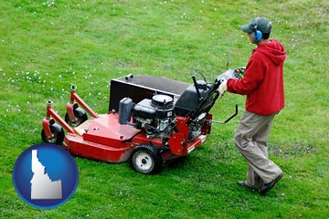a lawn mowing service - with Idaho icon