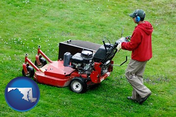 a lawn mowing service - with Maryland icon
