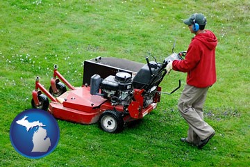 a lawn mowing service - with Michigan icon