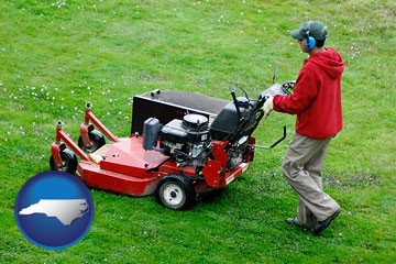 a lawn mowing service - with North Carolina icon