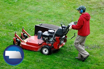 a lawn mowing service - with Nebraska icon
