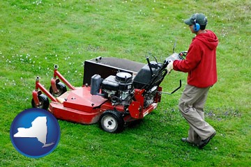 a lawn mowing service - with New York icon