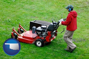 a lawn mowing service - with Oklahoma icon
