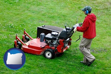 a lawn mowing service - with Oregon icon