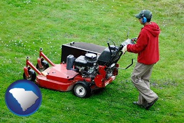 a lawn mowing service - with South Carolina icon
