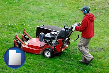 a lawn mowing service - with Utah icon