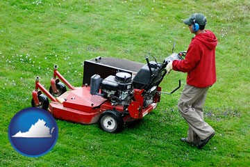 a lawn mowing service - with Virginia icon