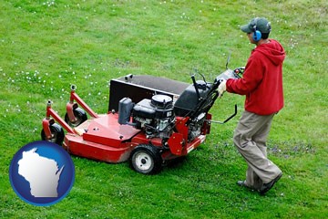 a lawn mowing service - with Wisconsin icon